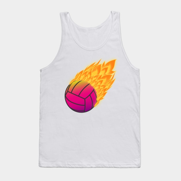 Volleyball On Fire Tank Top by Designoholic